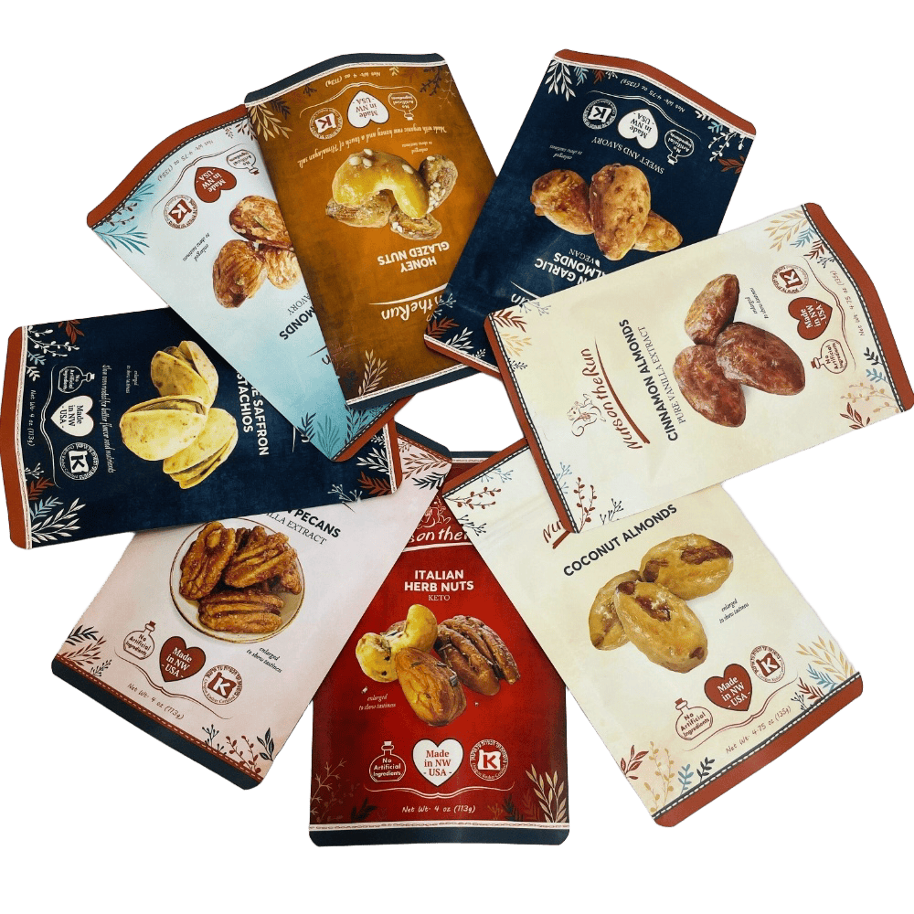 Pecans Nuts Snack Food Plastic Packaging Bags Stand up Pouch With Resealable Zipper