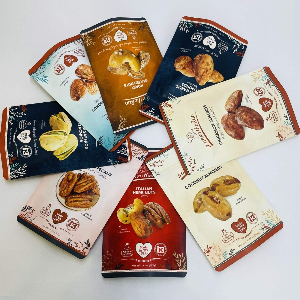 Pecans Nuts Snack Food Plastic Packaging Bags Stand up Pouch With Resealable Zipper