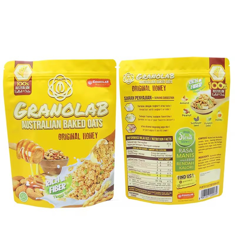 Custom PET/VMPET/PE Stand-Up Pouch for Granola & Snacks