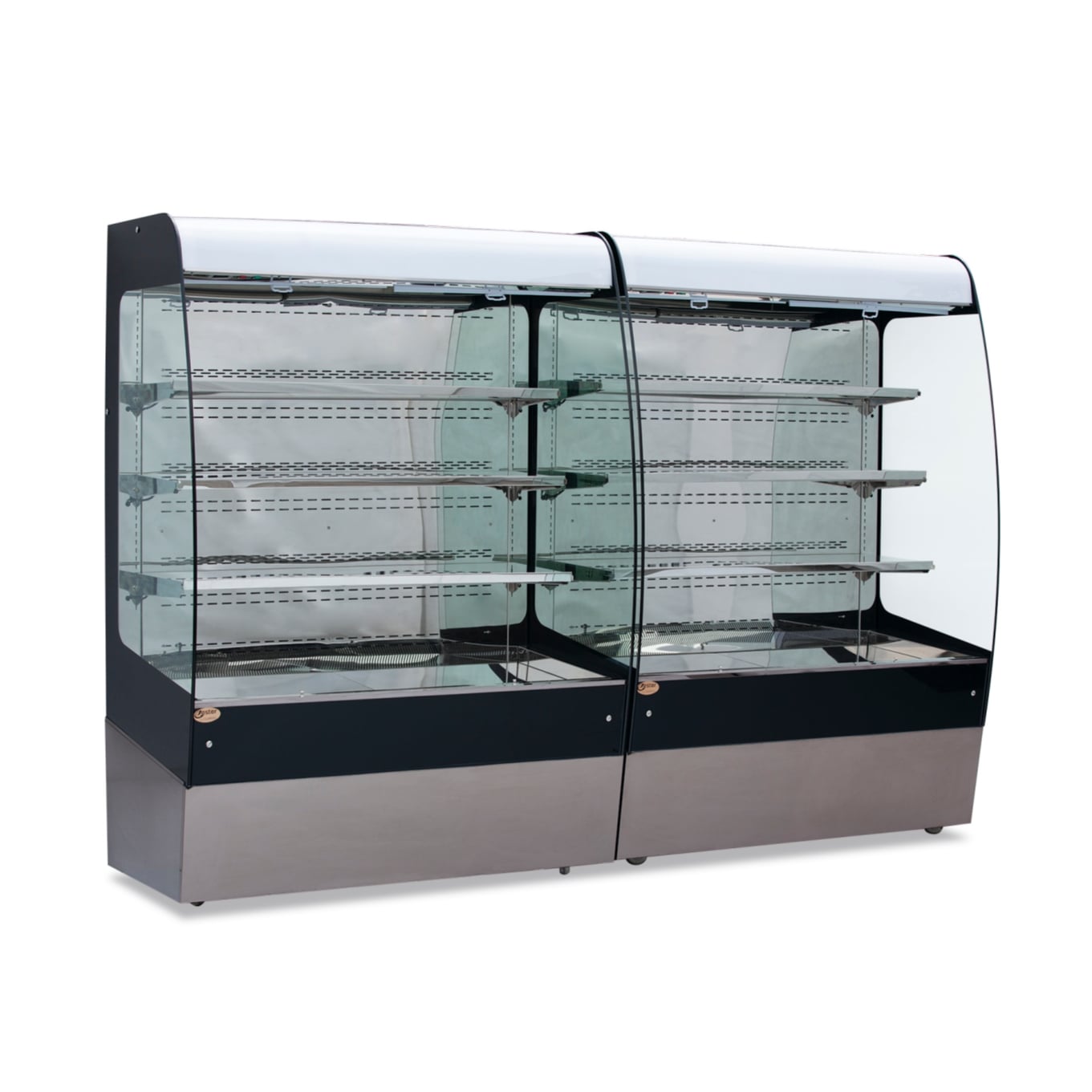 Vitrine commerciale à rideau d’air — 400-500 L, refroidissement par ventilateur, réfrigérée et chauffée