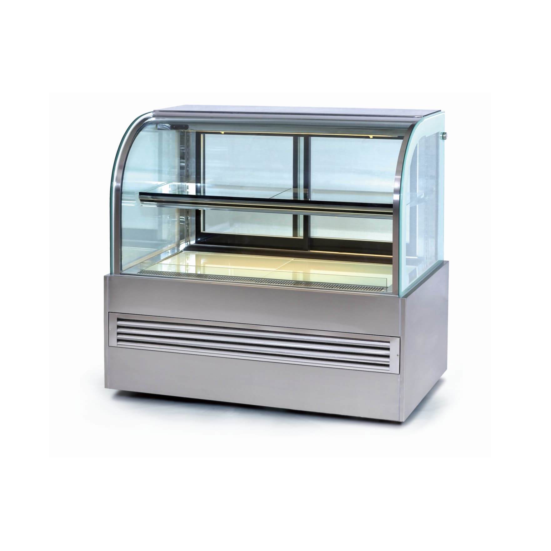 armoire de présentation à deux niveaux en acier inoxydable — 280-745 L, refroidissement par ventilateur, compresseur Danfoss