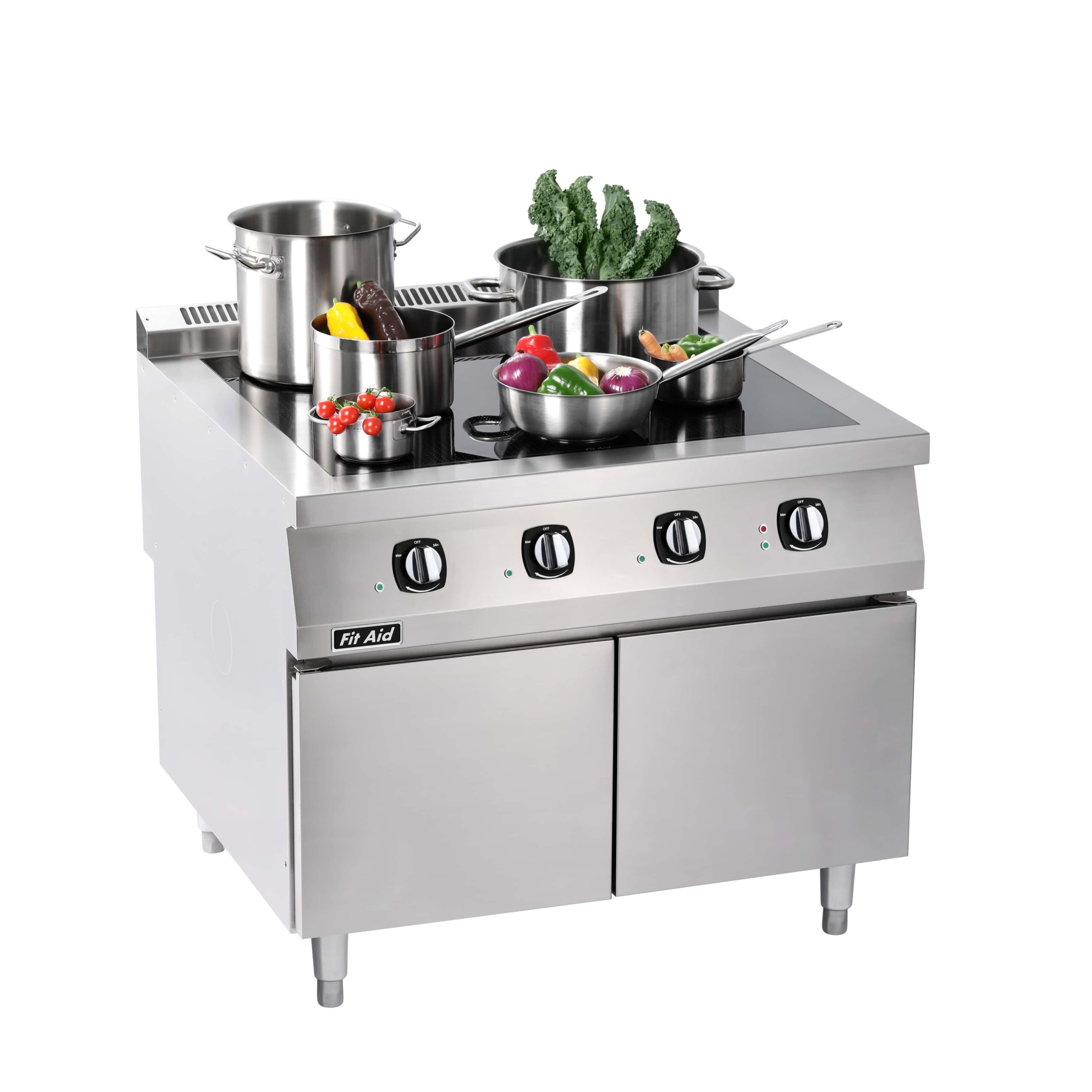 Cuisinière à induction commerciale robuste Fit Aid pour zone libre et plaque de cuisson intégrée