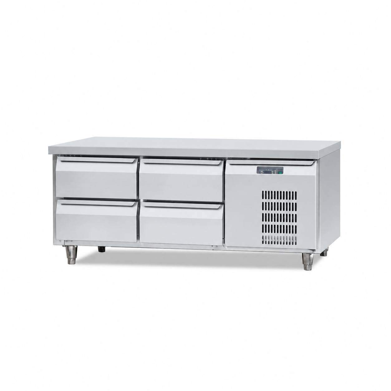 Réfrigérateurs encastrables bas de chef — Hauteur de 600 mm, tiroirs GN 1/1 à fermeture souple, acier inoxydable 304
