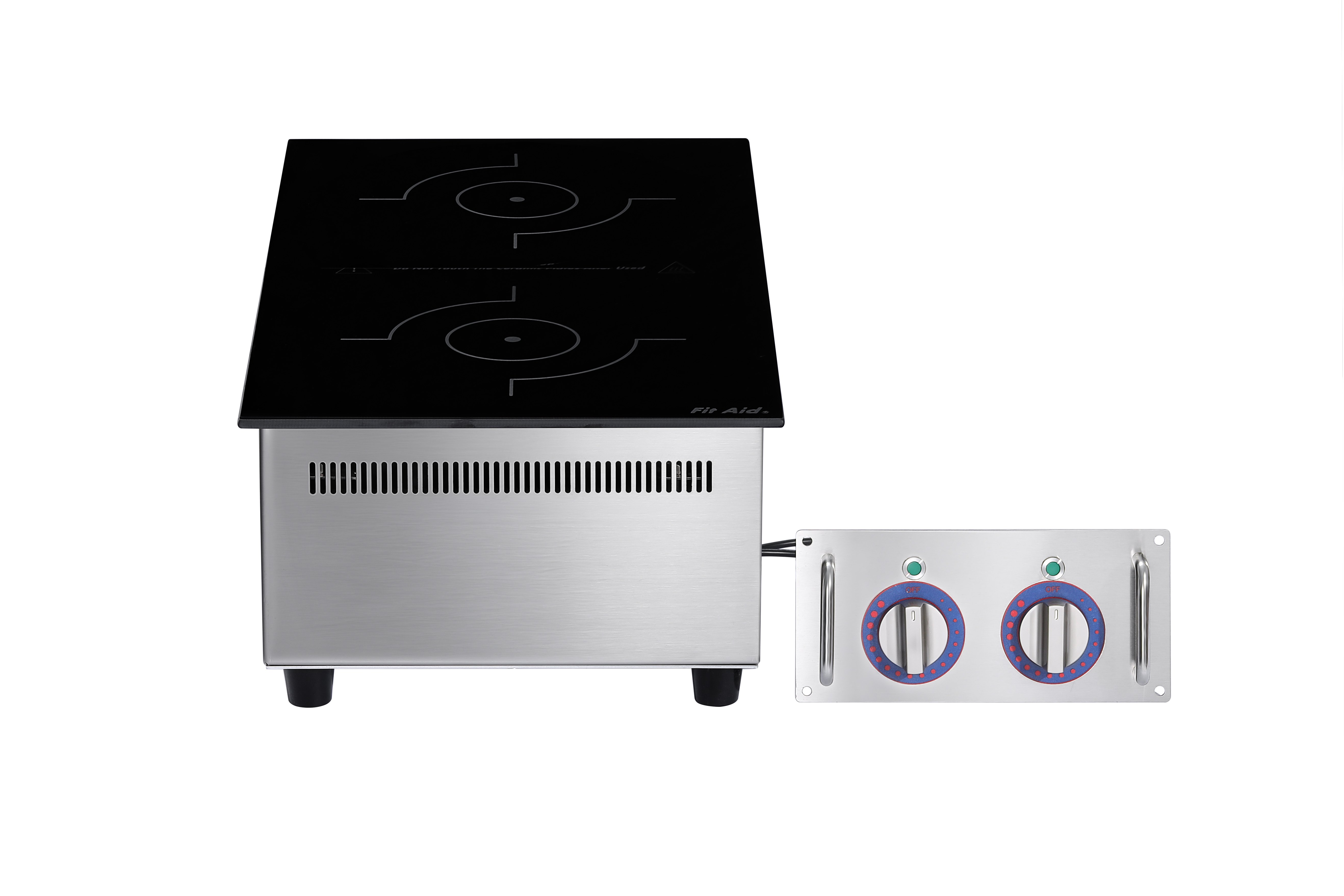 Cooktop de indução comercial embutido Fit Aid (queimadores duplos, frente para trás)
