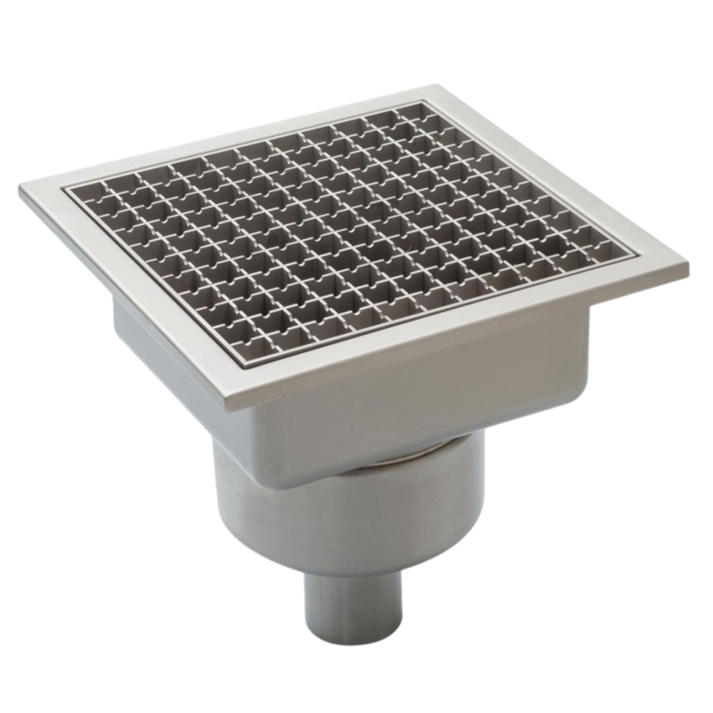 Ralo de piso em aço inoxidável com grelha — drenagem para uso alimentar, anti-odor