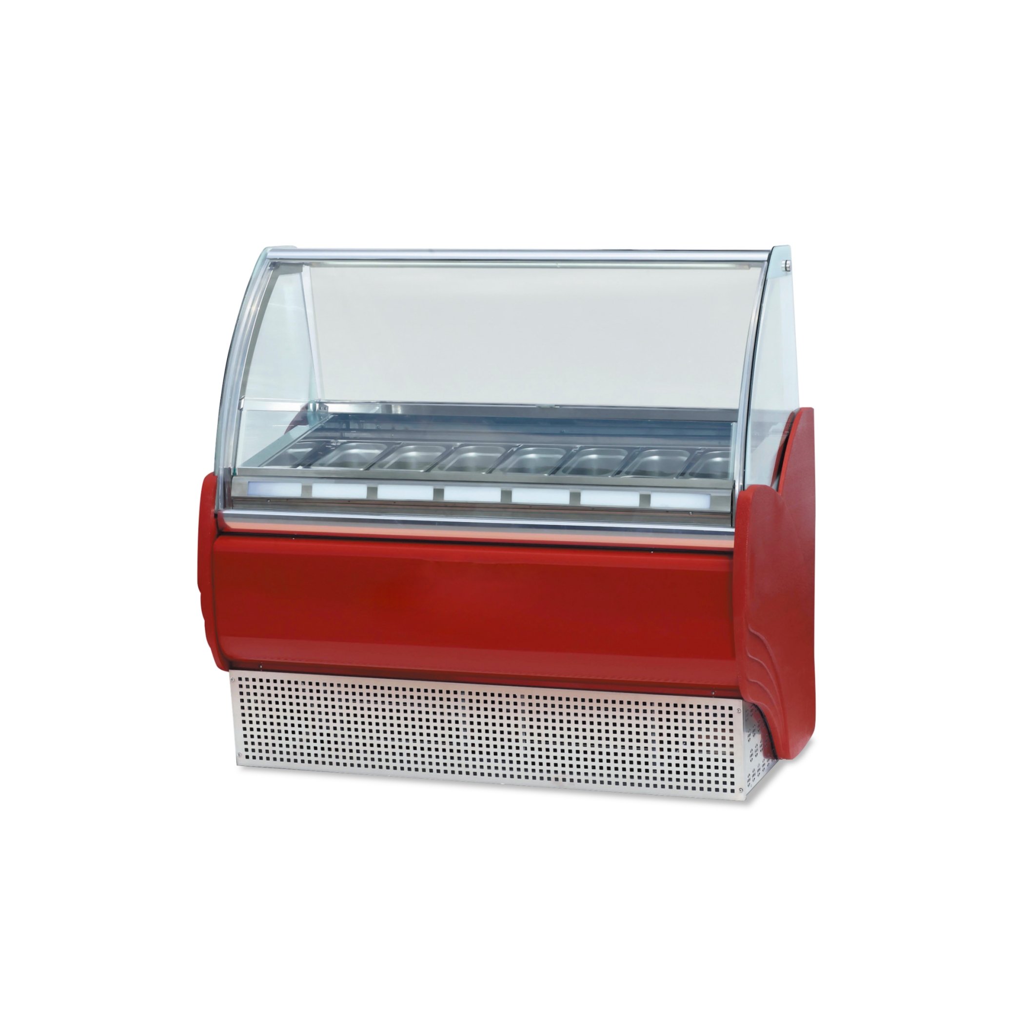 Vitrine commerciale pour glaces — Série V (V6 à V20), bacs GN, refroidissement par ventilateur, compresseur Tecumseh/Danfoss