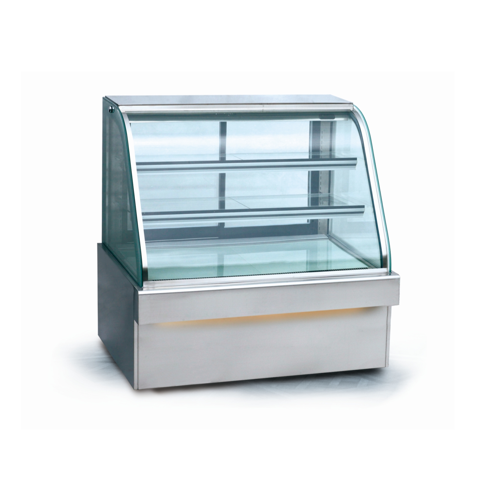 vitrine d’affichage de gâteaux à 3 niveaux et double arc — 495-1035 L, refroidissement par ventilateur, compresseur Danfoss