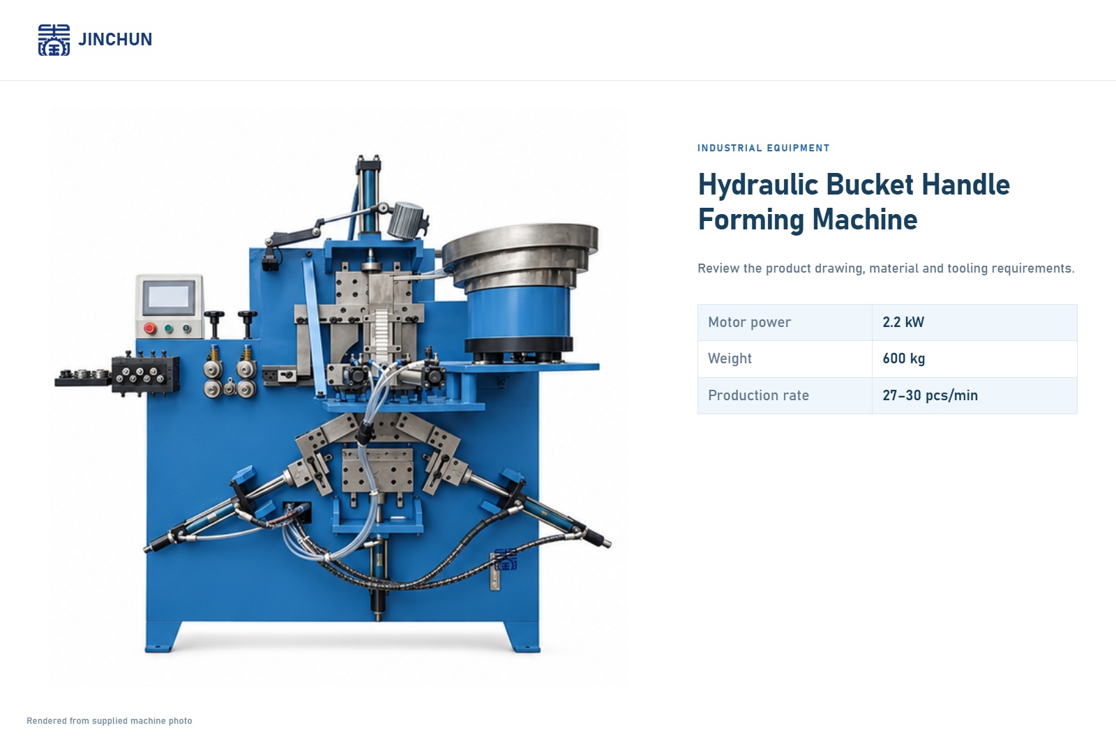 JINCHUN Hydraulic Bucket Handle Forming Machine | Custom Forming Equipment