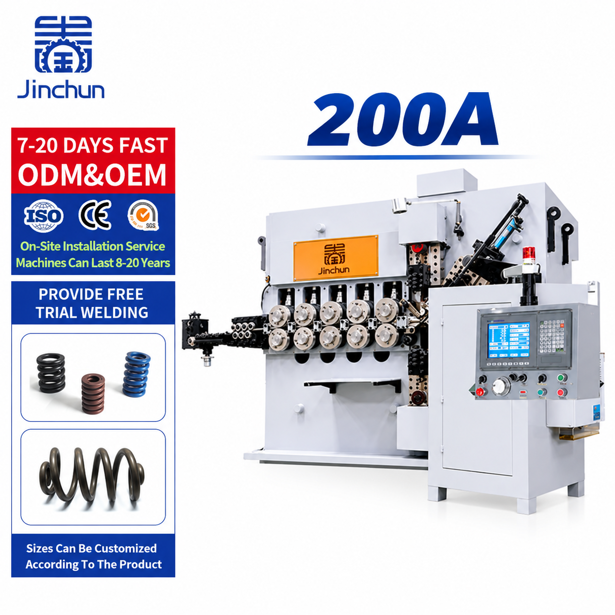 5 Axis Heavy Duty CNC Compression Spring Coiling Machine for 10.0-20.0mm Wire
