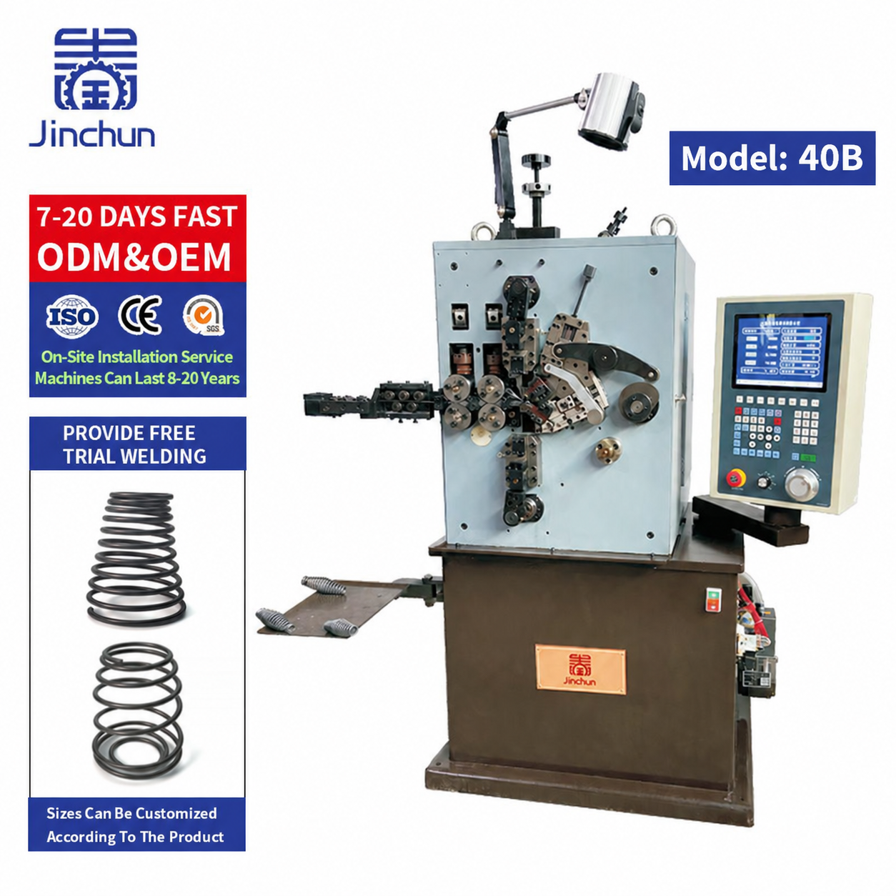 4 Axis High-Speed CNC Compression Spring Coiling Machine for 1.2–4.0 mm Wire