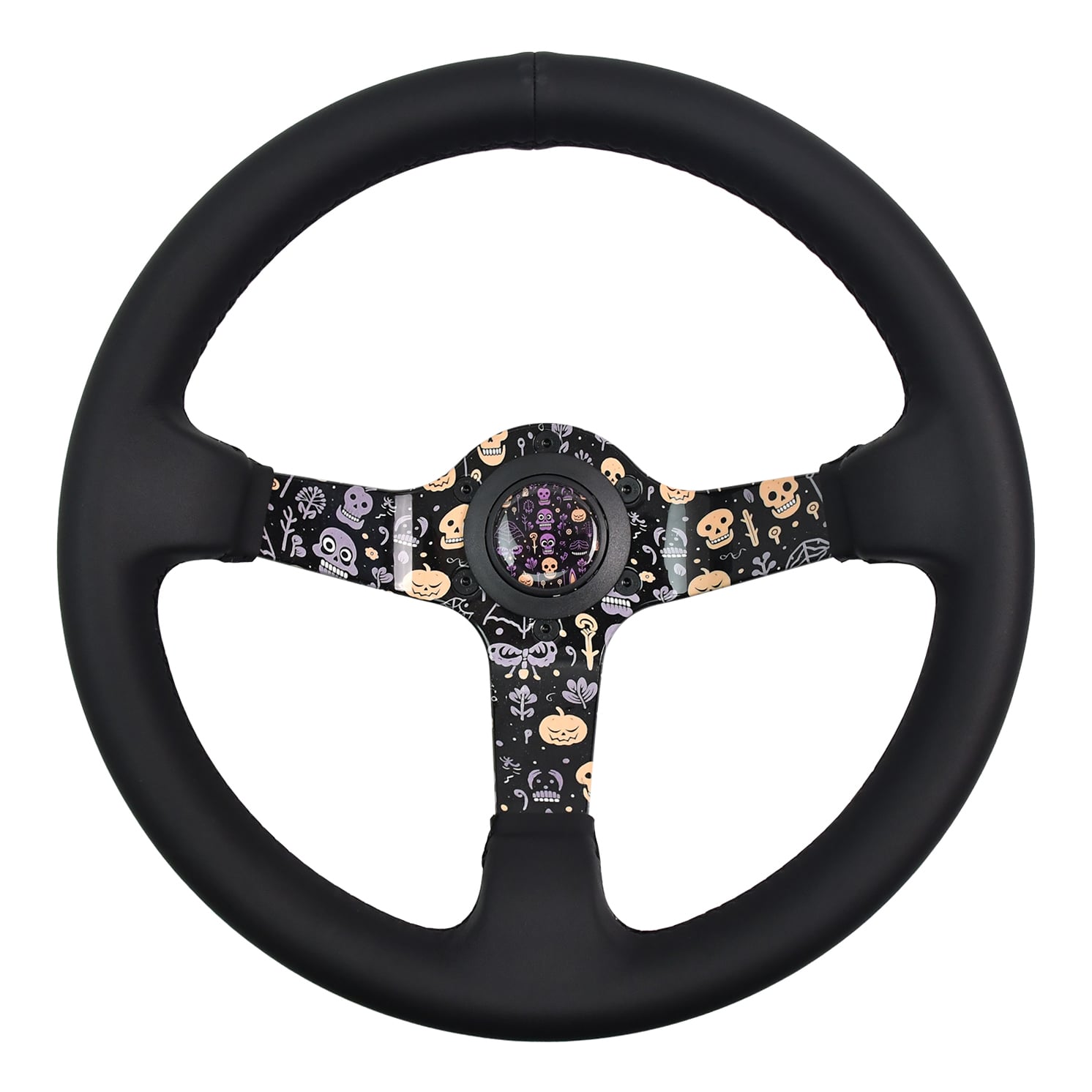 Volant universel TIYPEOR 12,6 pouces/320 mm noir avec dessin animé et support personnalisé JDM