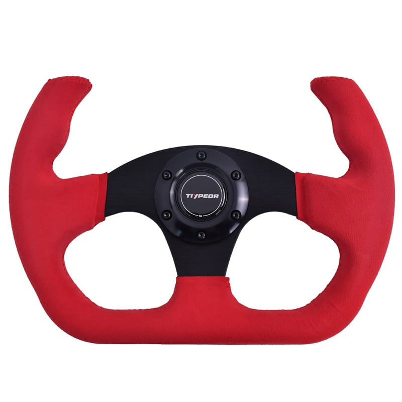 Volant de course modifié pour karting rouge en daim TIYPEOR 330 mm/13 pouces （630-14）