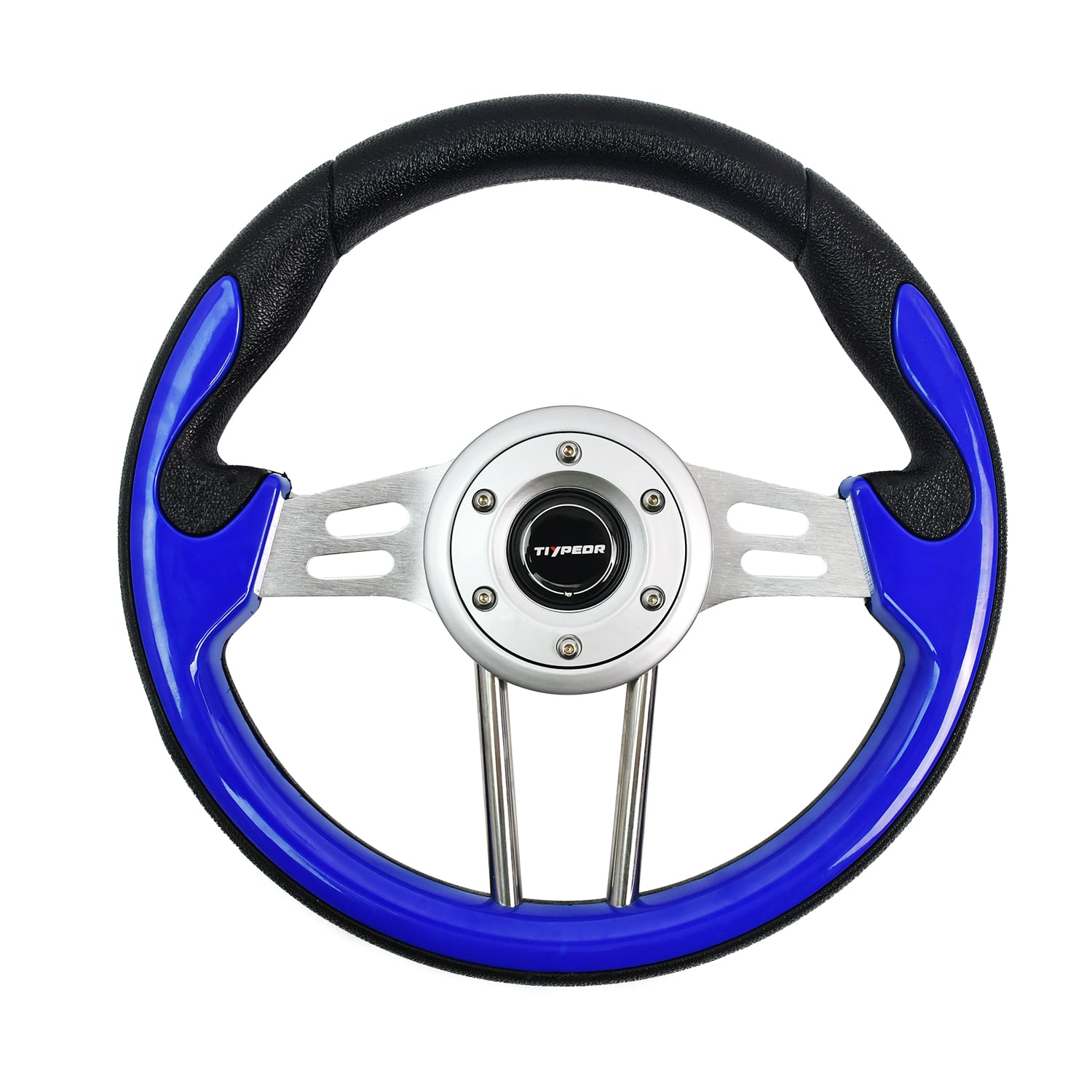 Volant TIYPEOR universel 13 pouces/330 mm noir en cuir synthétique (PU) à 4 branches pour voiturette de golf