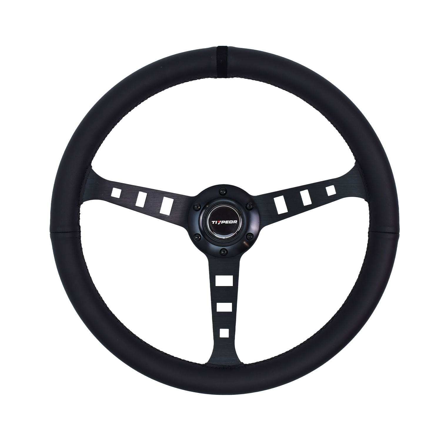 Support personnalisé TIYPEOR à trou rectangulaire 380 mm/15 po Volant en similicuir noir