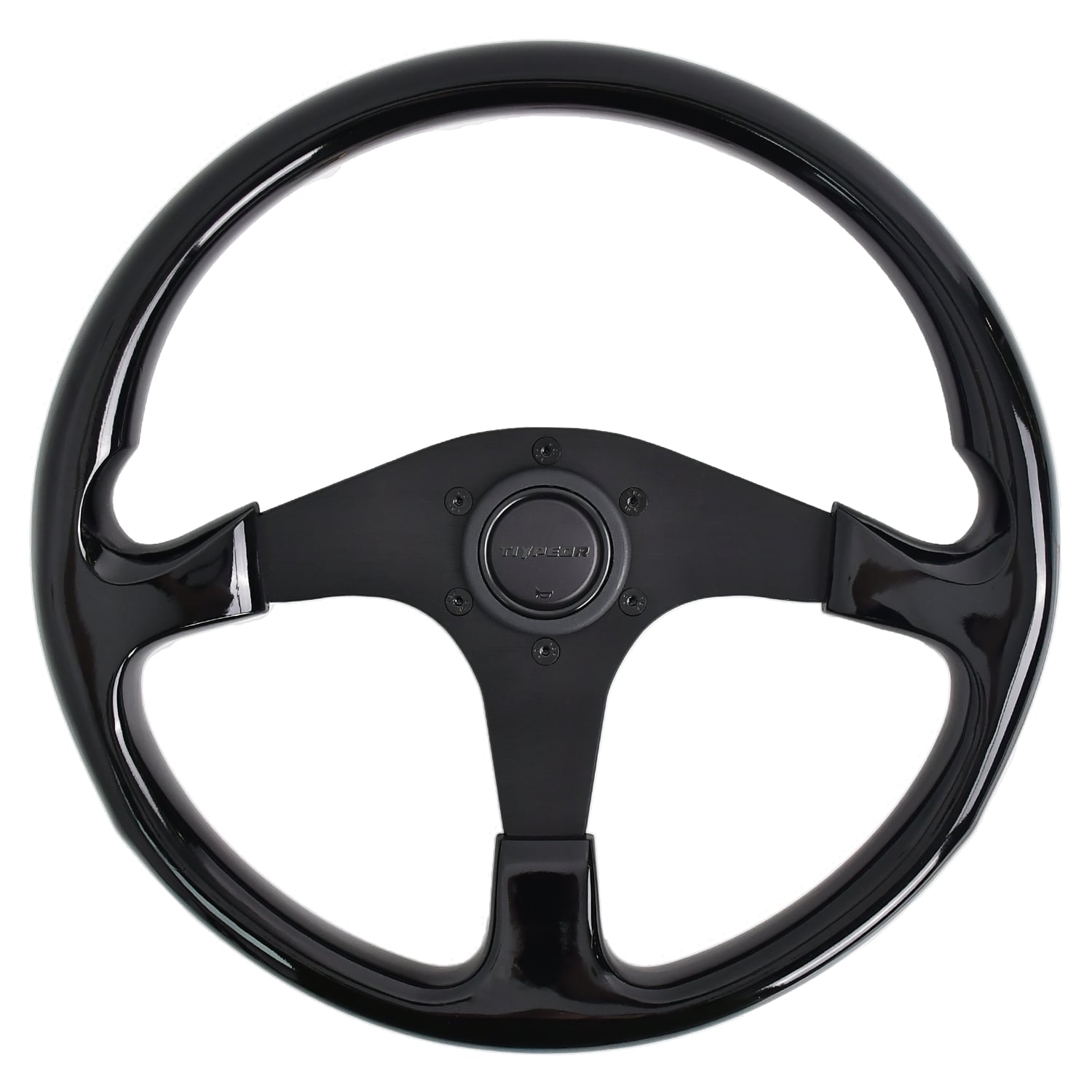 Volant TIYPEOR noir à 3 branches avec support en aluminium rétro, diamètre 13,6 po / 345 mm, matière ABS (réf. 693-03)