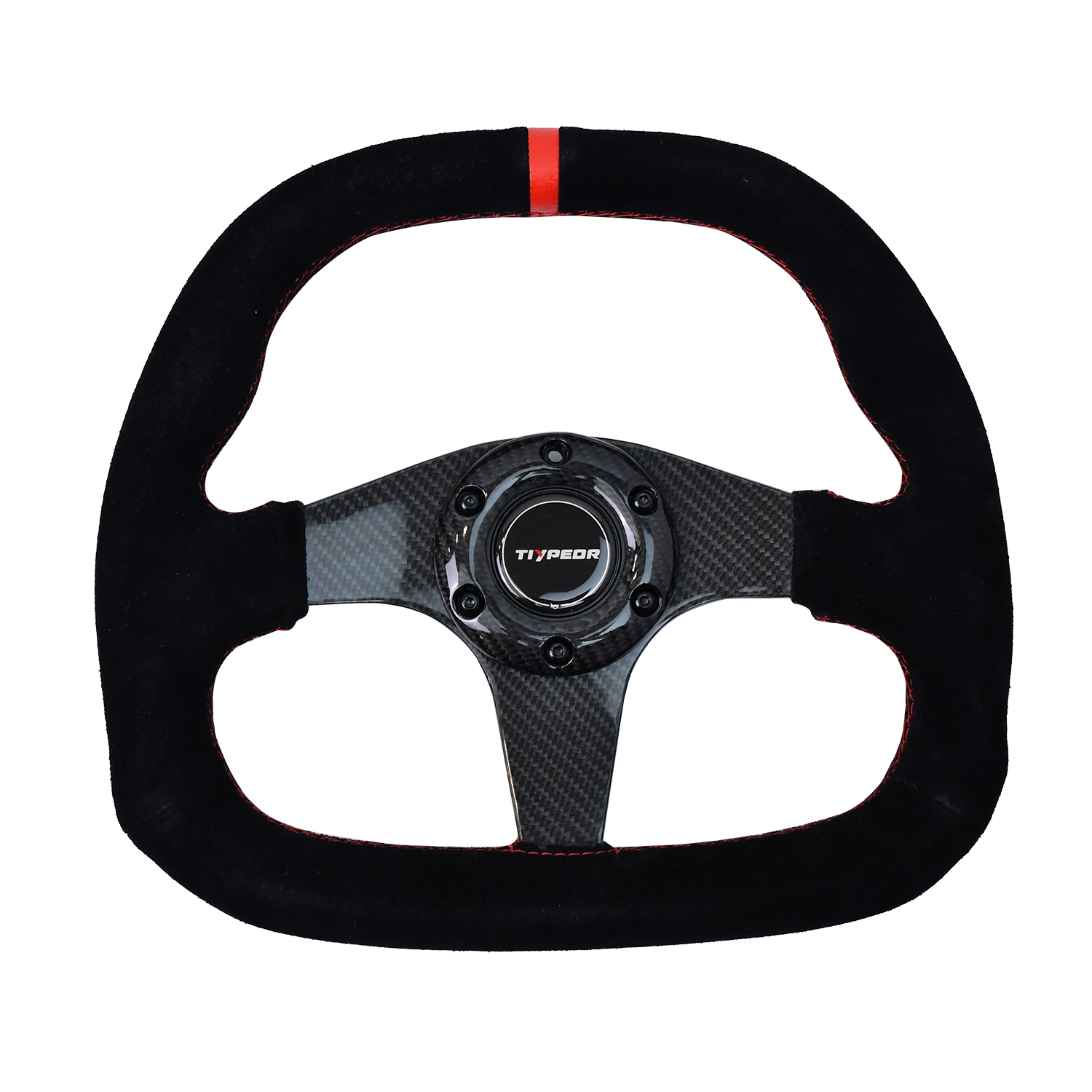 Volant TIYPEOR renforcé en fibre de carbone 310 mm, volant sport à rayons noirs