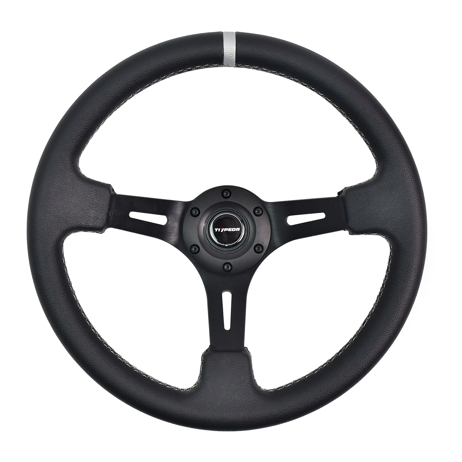 Volant de course TIYPEOR PVC 340mm/13,38inch noir avec support plat modifié