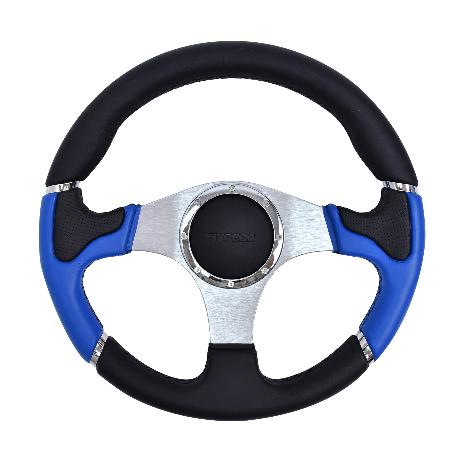 Volant de course TIYPEOR en aluminium et cuir avec bouton d'avertisseur, JDM adapté à la simulation de conduite automobile, noir