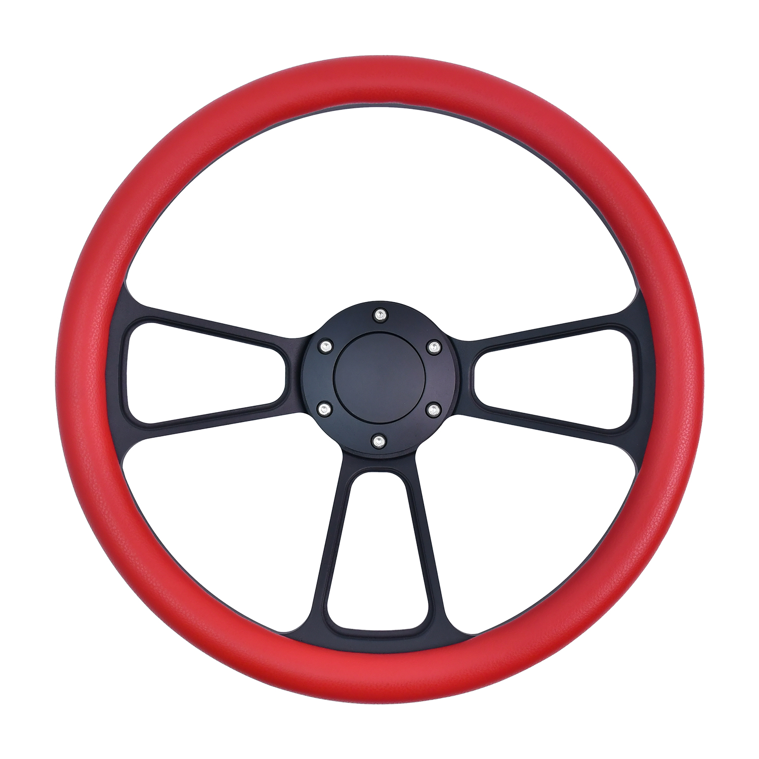Volant TIYPEOR rouge 13,38 pouces/340 mm de course 6 trous en aluminium noir 3 branches vintage avec bouton d'avertisseur