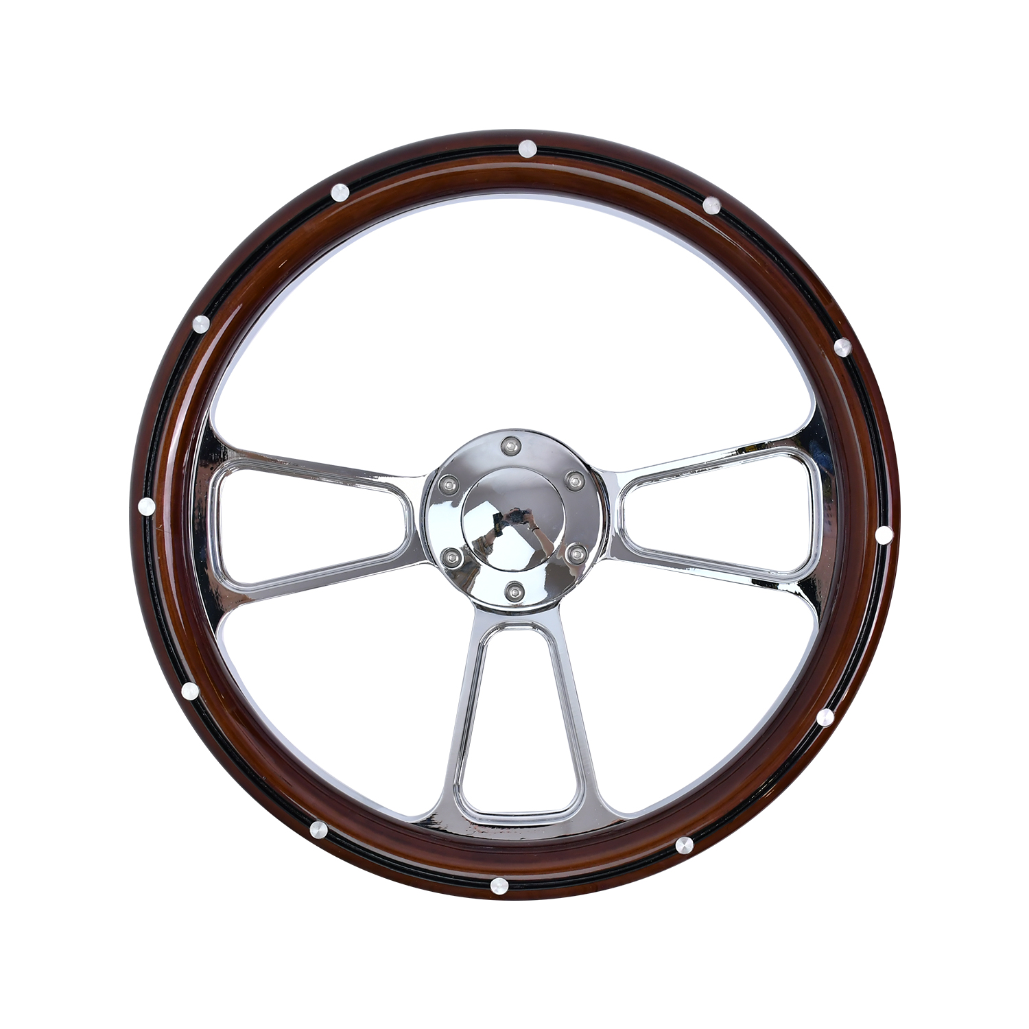 Volant de course universel TIYPEOR en bois, 350 mm, 6 boulons, avec bouton d'avertisseur, câble et clé inclus