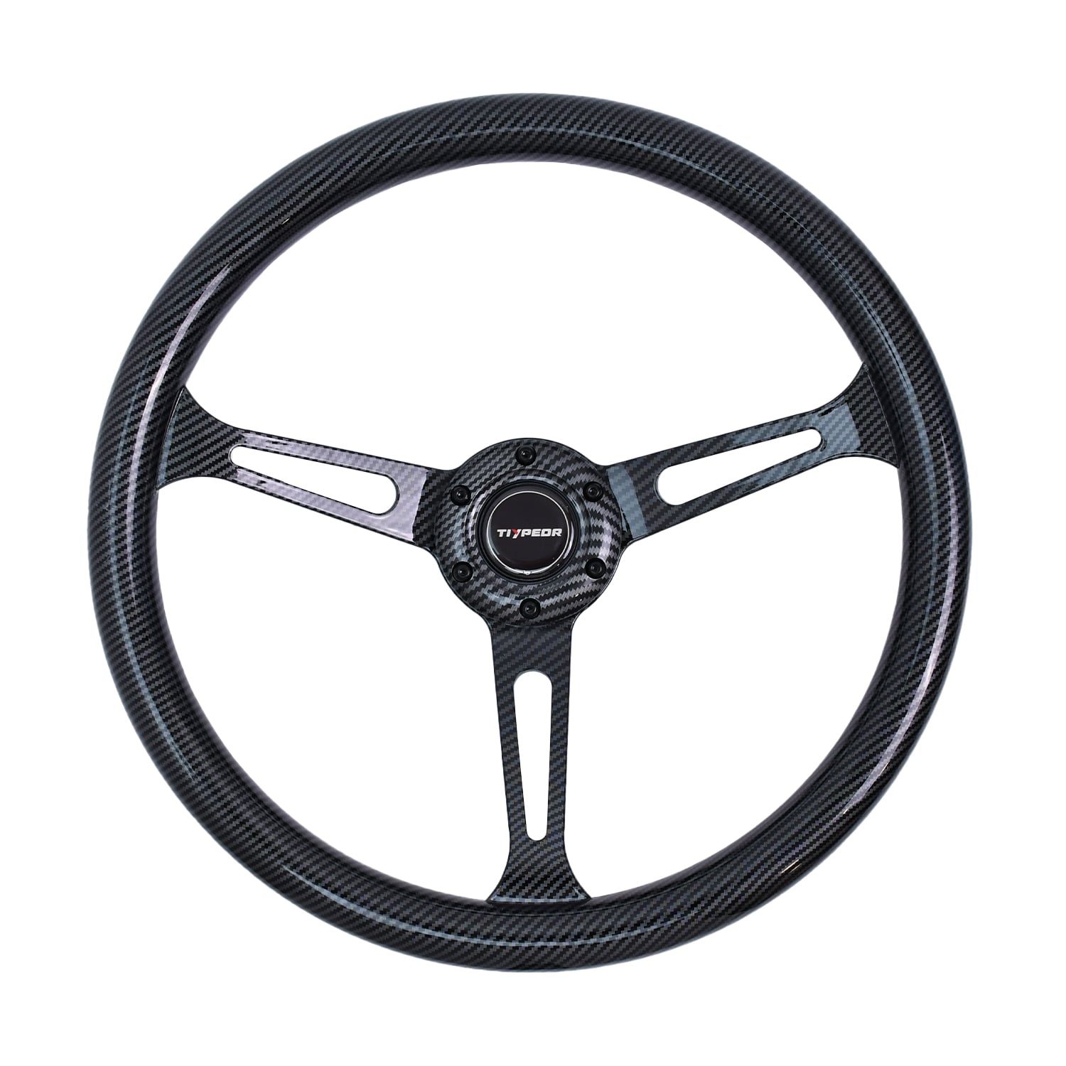 Volant TIYPEOR Noir 380 mm en ABS Classique pour Anciennes Voitures avec Accessoires