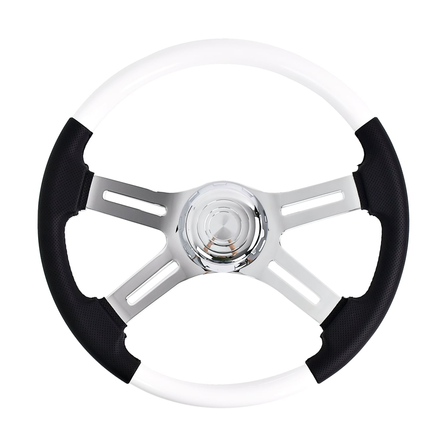 Volant TIYPEOR blanc modifié pour camion, diamètre 450 mm / 18 po, matière ABS (réf. 569-11)