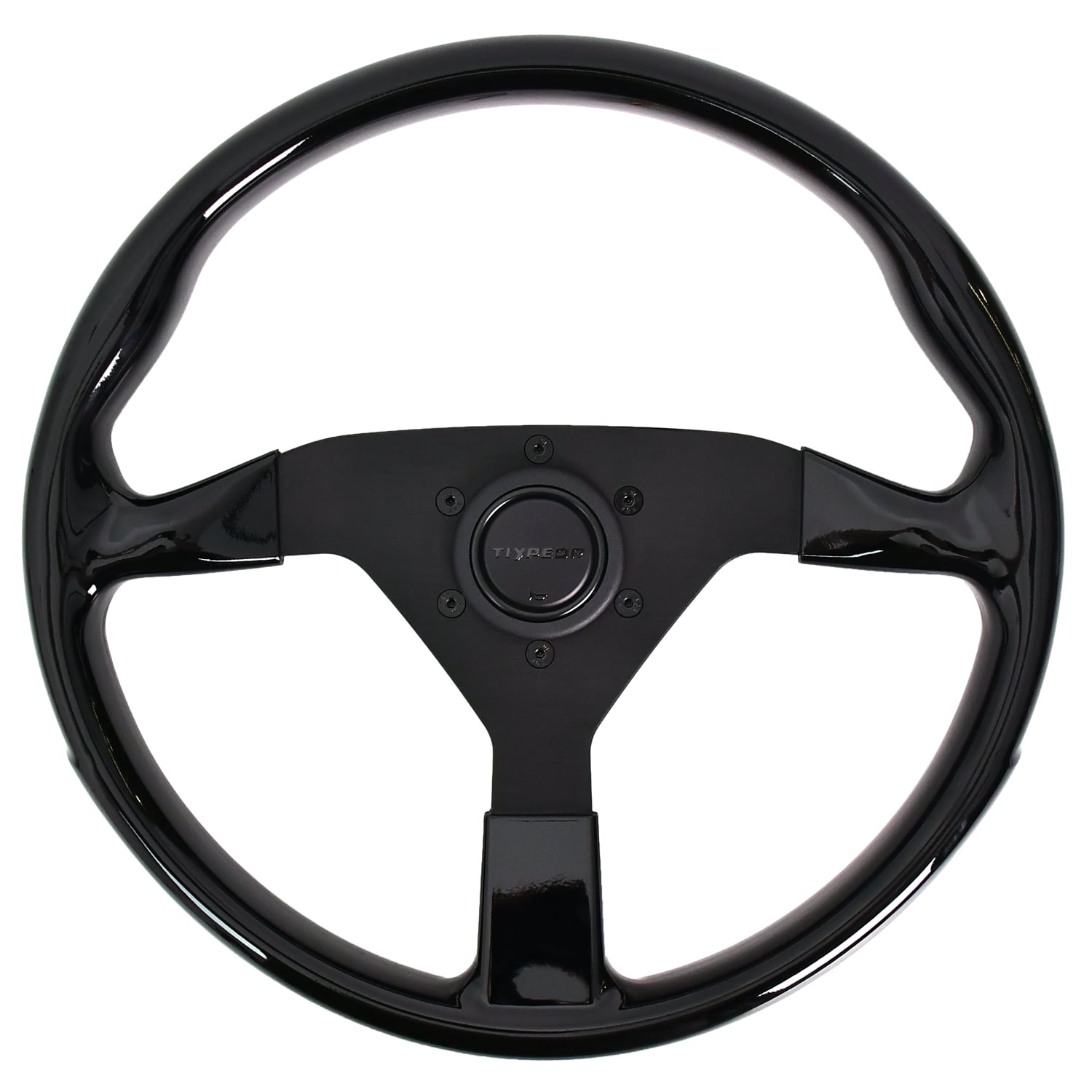 Volant TIYPEOR noir à 3 branches avec support en aluminium rétro, diamètre 13,4 po / 340 mm, matière ABS (réf. 691-03)