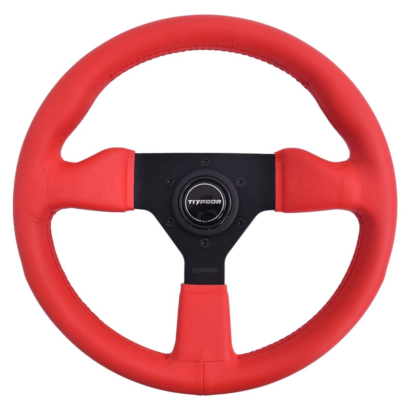 Volant de course modifié TIYPEOR en cuir microfibre rouge 320 mm/12,2 pouces （662-10）