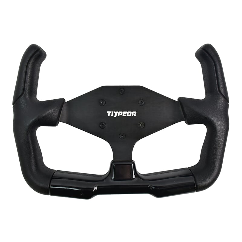 Volant de course universel TIYPEOR en cuir noir pour voiture 370 mm / 14,57 pouces (741)