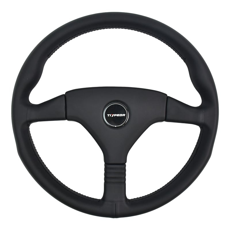 Volant de course universel TIYPEOR en cuir noir pour voiture 370 mm / 14,7 pouces (655-02)
