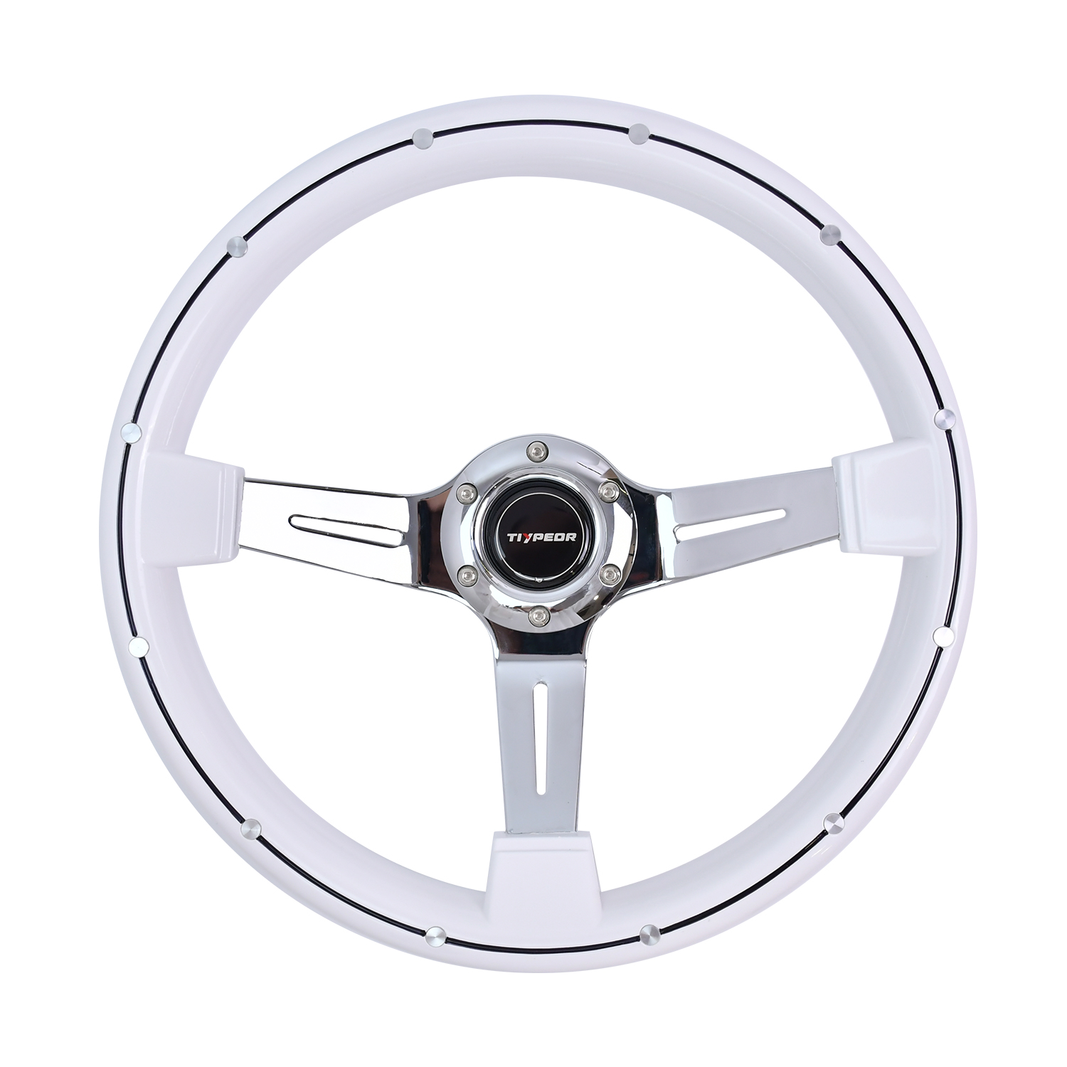 Volant TIYPEOR 13,6inch 345mm en ABS - Volant de course classique pour voiture avec rivets