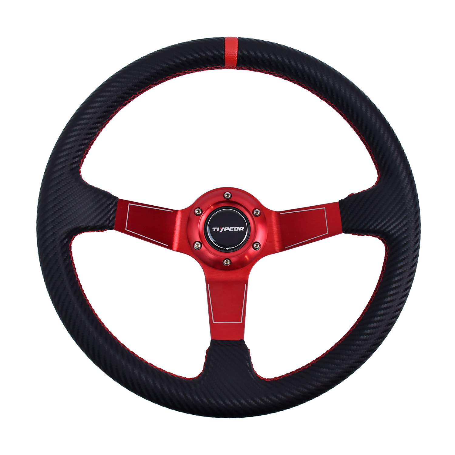 Volant de Jeu Vidéo TIYPEOR Rouge en Cuir PVC 14 pouces 350mm