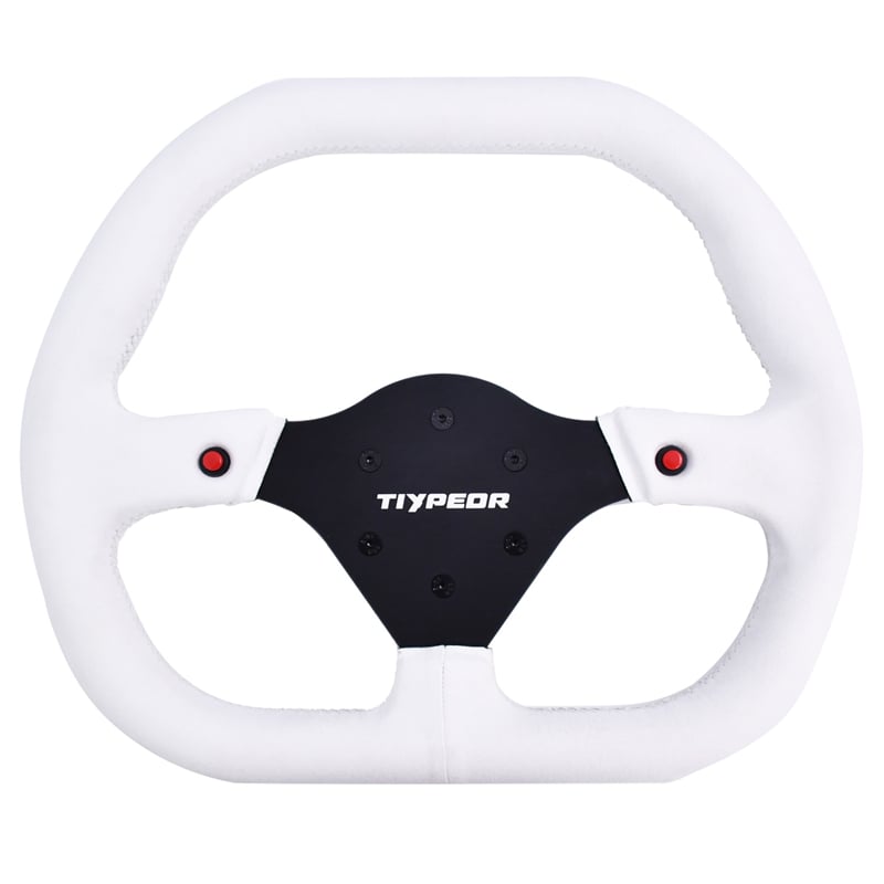 Volant rectangulaire modifié TIYPEOR pour voiture, en daim blanc, 350 mm / 13,78 pouces (493-07)