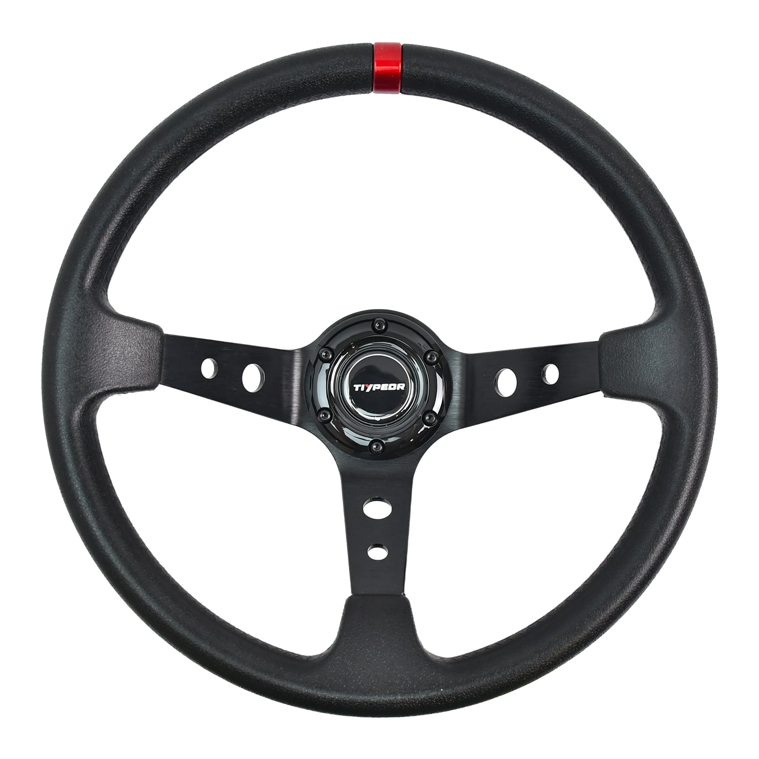 Volant Sport TIYPEOR 350mm/14pouces Aluminium+PU Simulation Drift pour Jeu de Course Universel