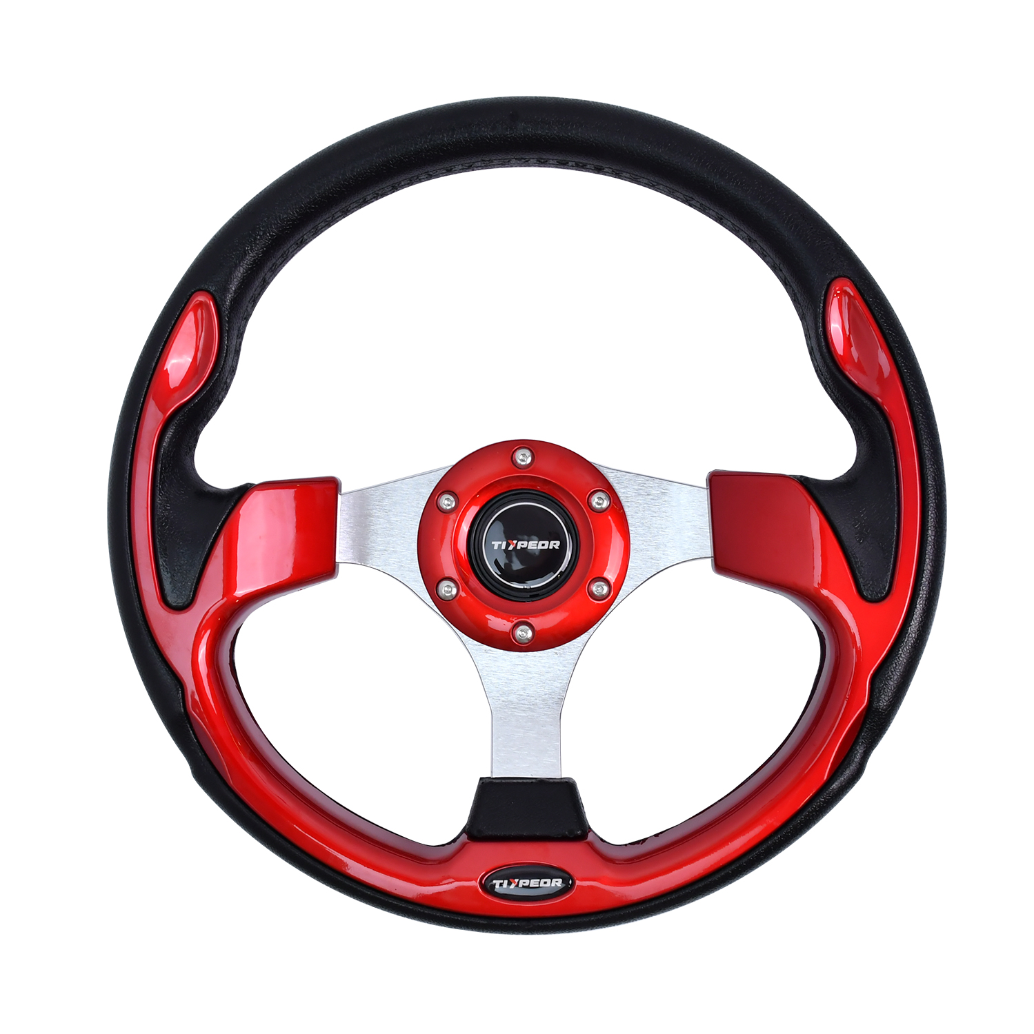 TIYPEOR Volant en Alliage d'Aluminium 350 mm 14 po de Qualité Supérieure en PU à 3 branches