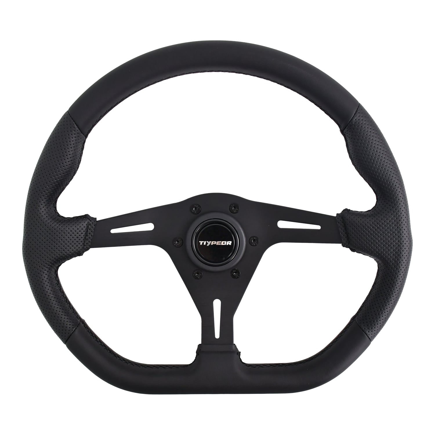 TIYPEOR Racing modifiziertes Lenkrad mit 74 mm Lochkreisdurchmesser, 350 mm / 14 Zoll, Lederlenkrad (063-20)