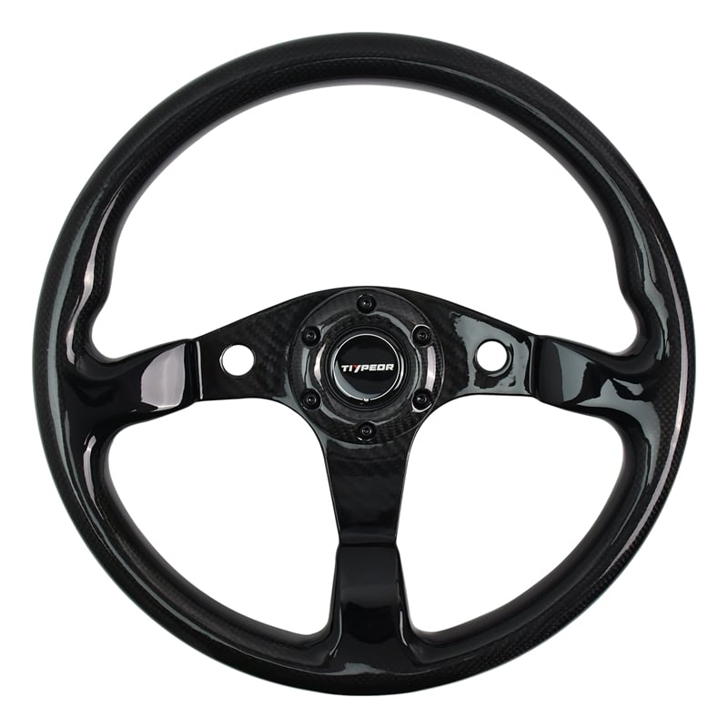 TIYPEOR 350mm/14inch Black High-end Carbon Fiber High-Grade Modified Steering Wheel