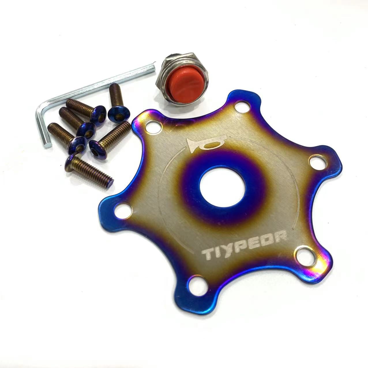 TIYPEOR 9,1 cm/3,58 po Couvercle d'avertisseur pour volant de voiture en aluminium universel