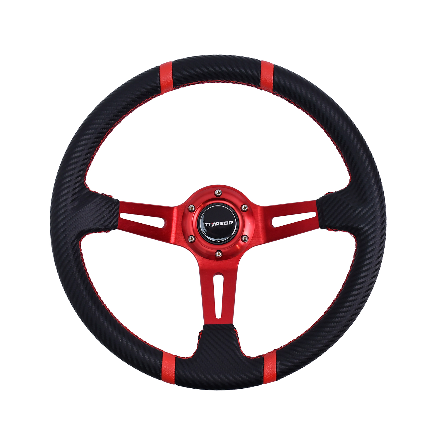 Volant de Chariot de Golf TIYPEOR Rouge en Cuir PVC