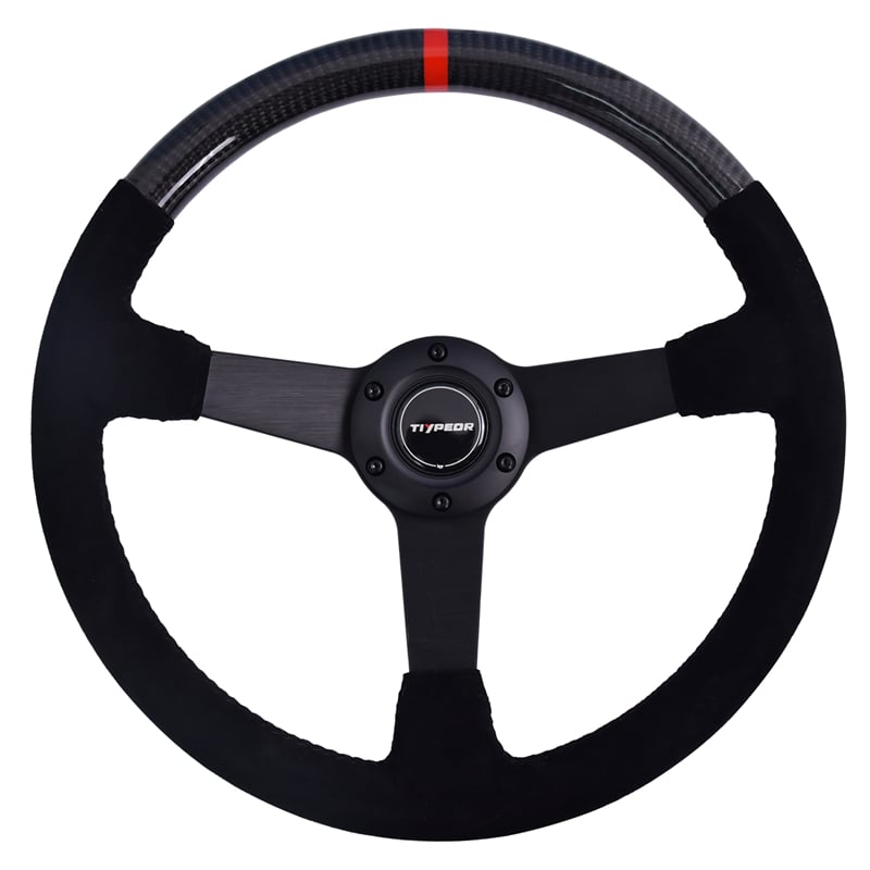 Volant modifié TIYPEOR Auto en cuir et fibre de carbone 345 mm/13,58 pouces design exclusif (661-07)