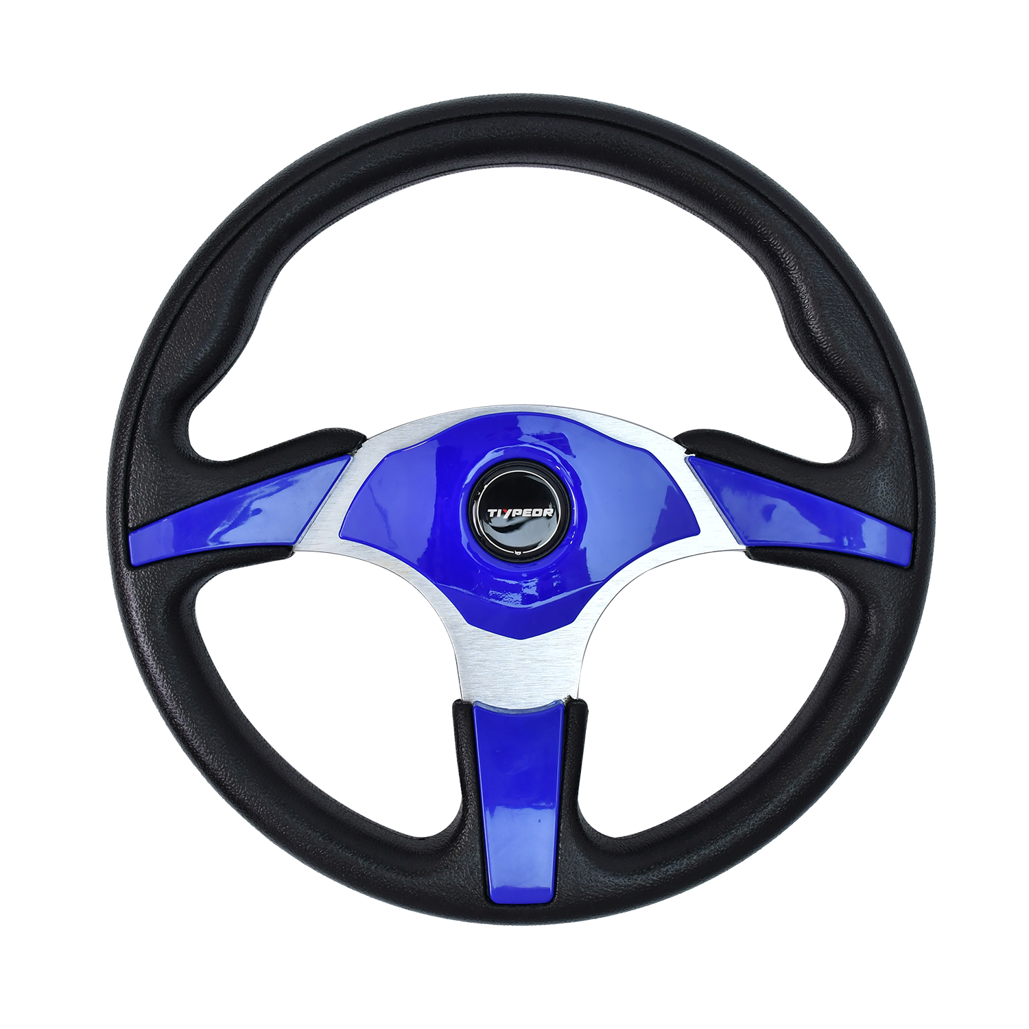 TIYPEORPU Volant Plat pour Voiturette de Golf Bleu 350mm 14 pouces à Rayons