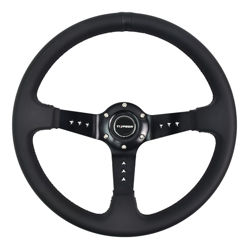 Volant de course TIYPEOR universel pour voiture, 345 mm / 13,8 pouces, en cuir JDM Love avec support