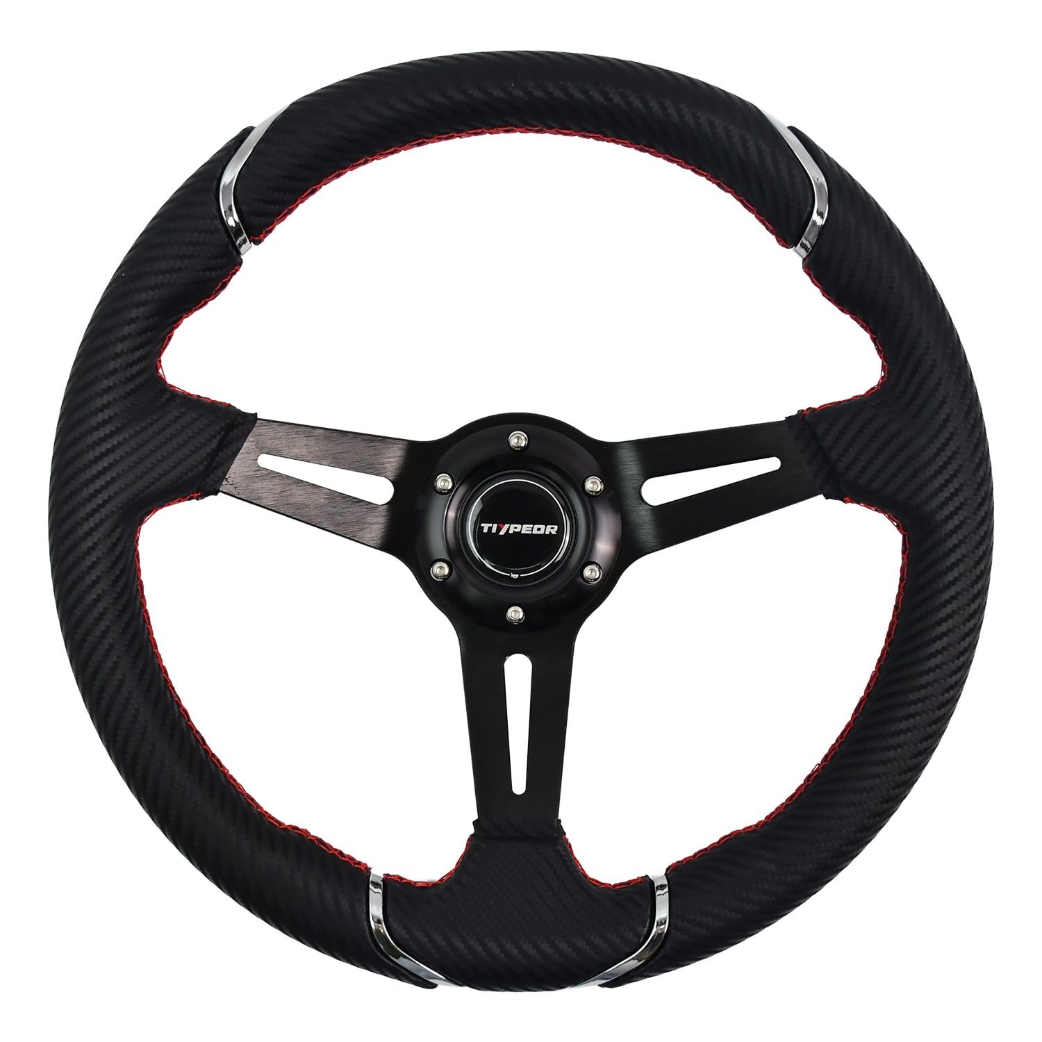 Volant universel noir de 14 pouces/350 mm en simili cuir TIYPEOR pour voiturette de golf