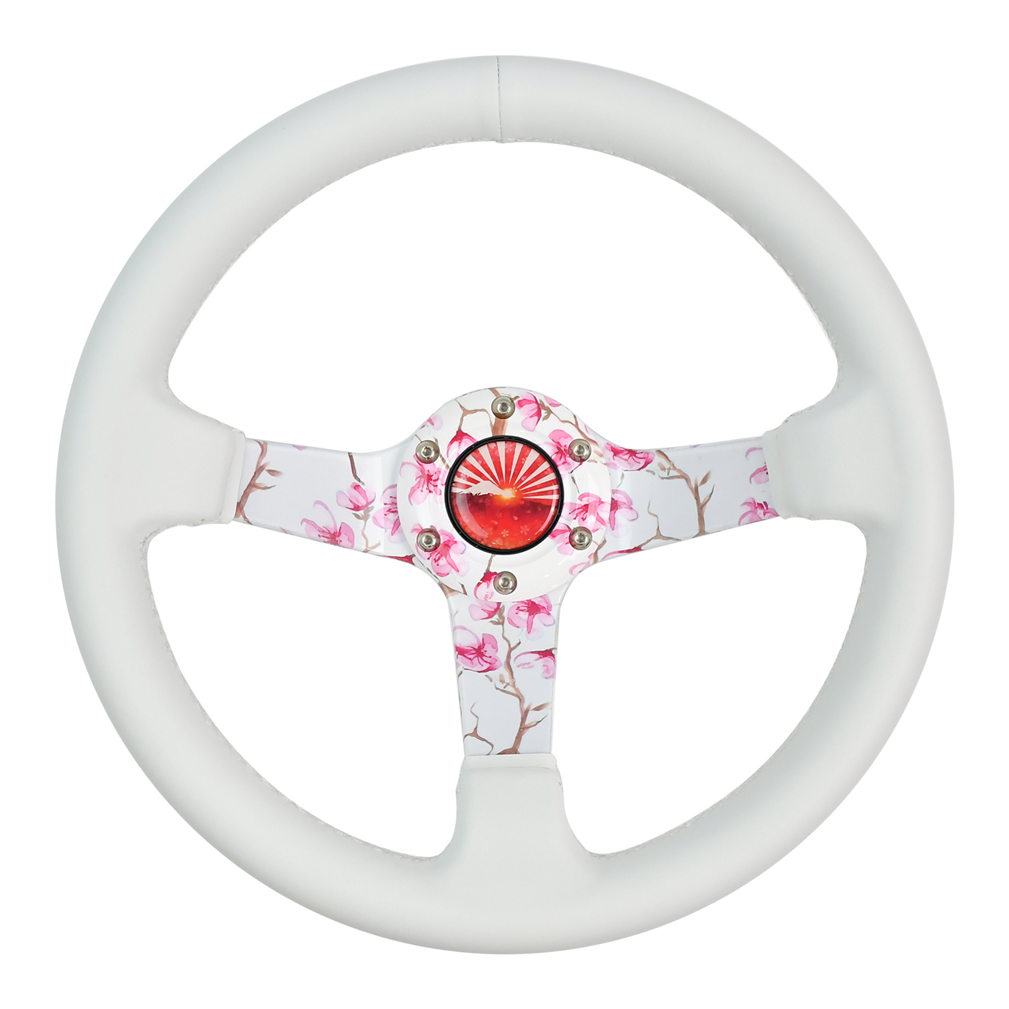 Volant TIYPEOR universel blanc en microfibre simili cuir à 3 branches Sakura 320 mm/12,6 pouces
