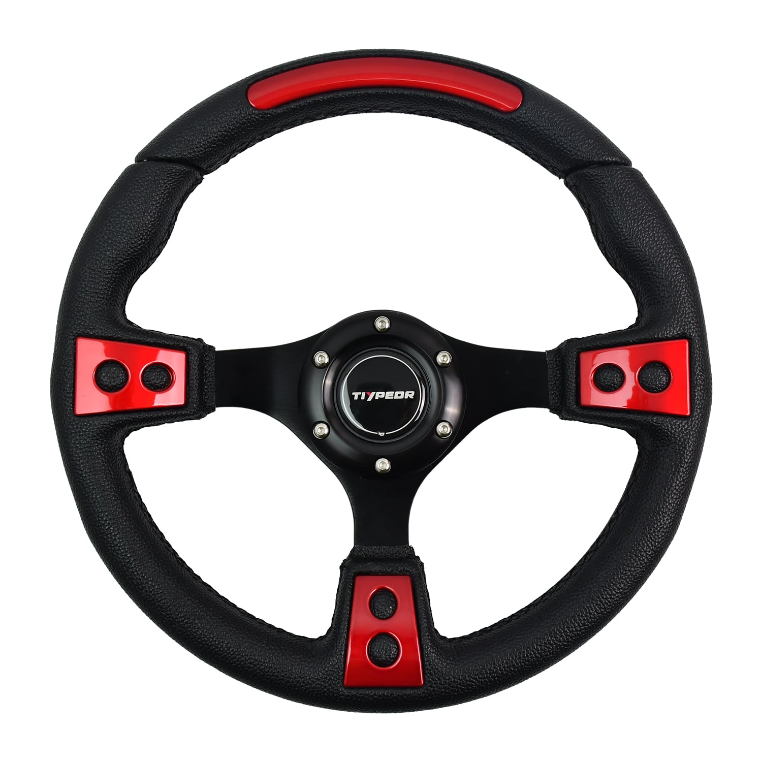 Volant universel noir en simili cuir TIYPEOR pas cher de 12,4 pouces/315 mm