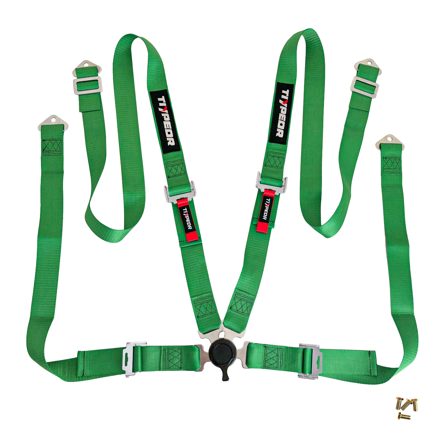 Harnais de Sécurité Universel à 4 Points de Type Course avec Attache Rapide Camlock Vert
