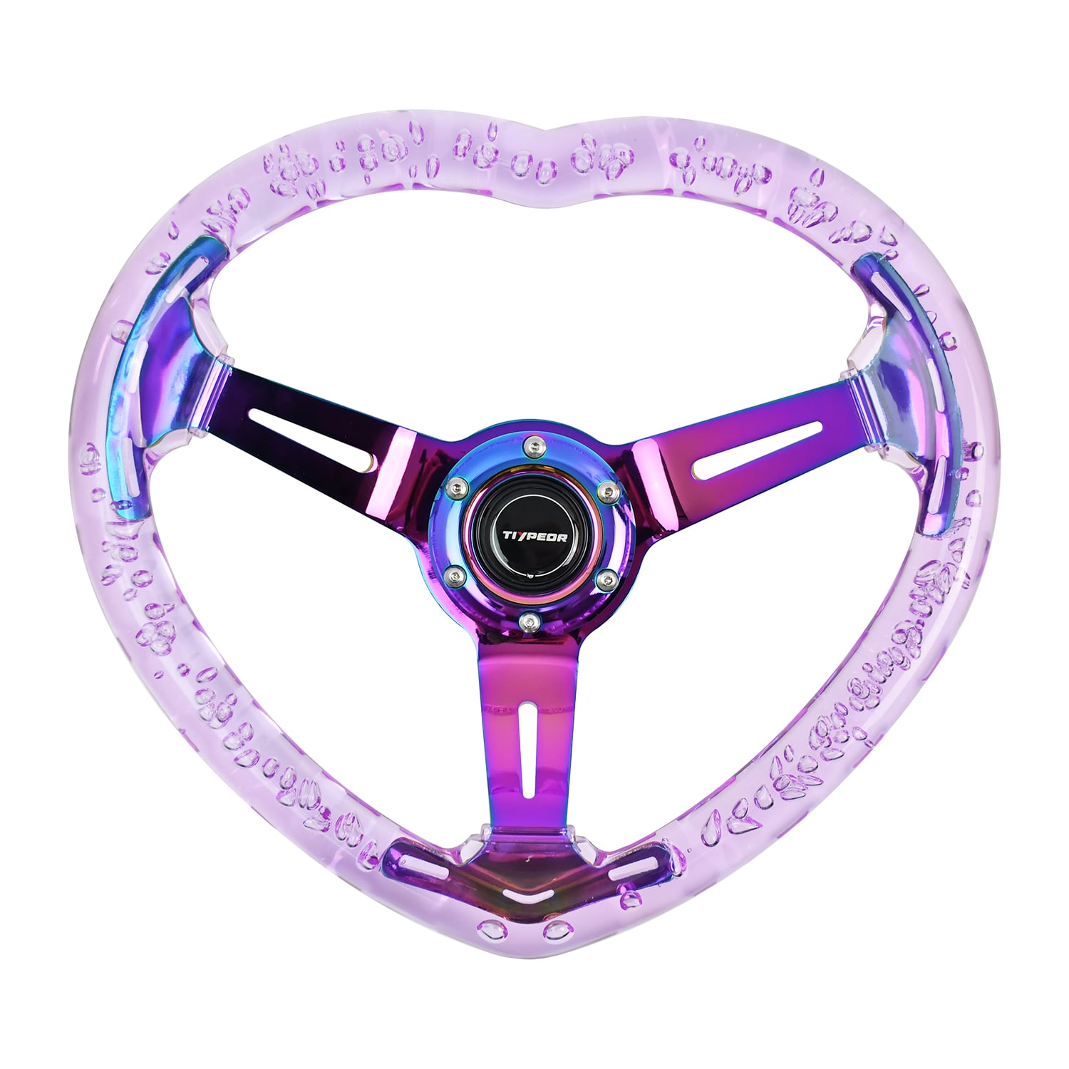 Volant de voiture TIYPEOR Rose 13,39 pouces/340 mm en acrylique transparent Jdm