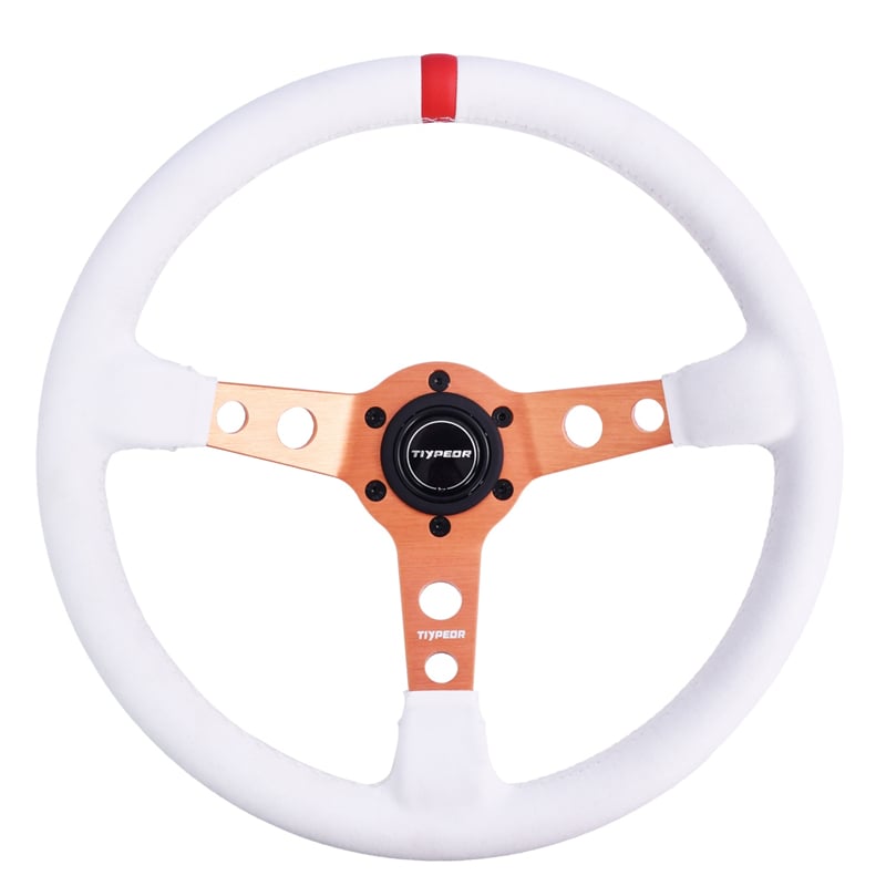 Volant de course modifié TIYPEOR en daim blanc 345 mm / 13,58 pouces (599-15)