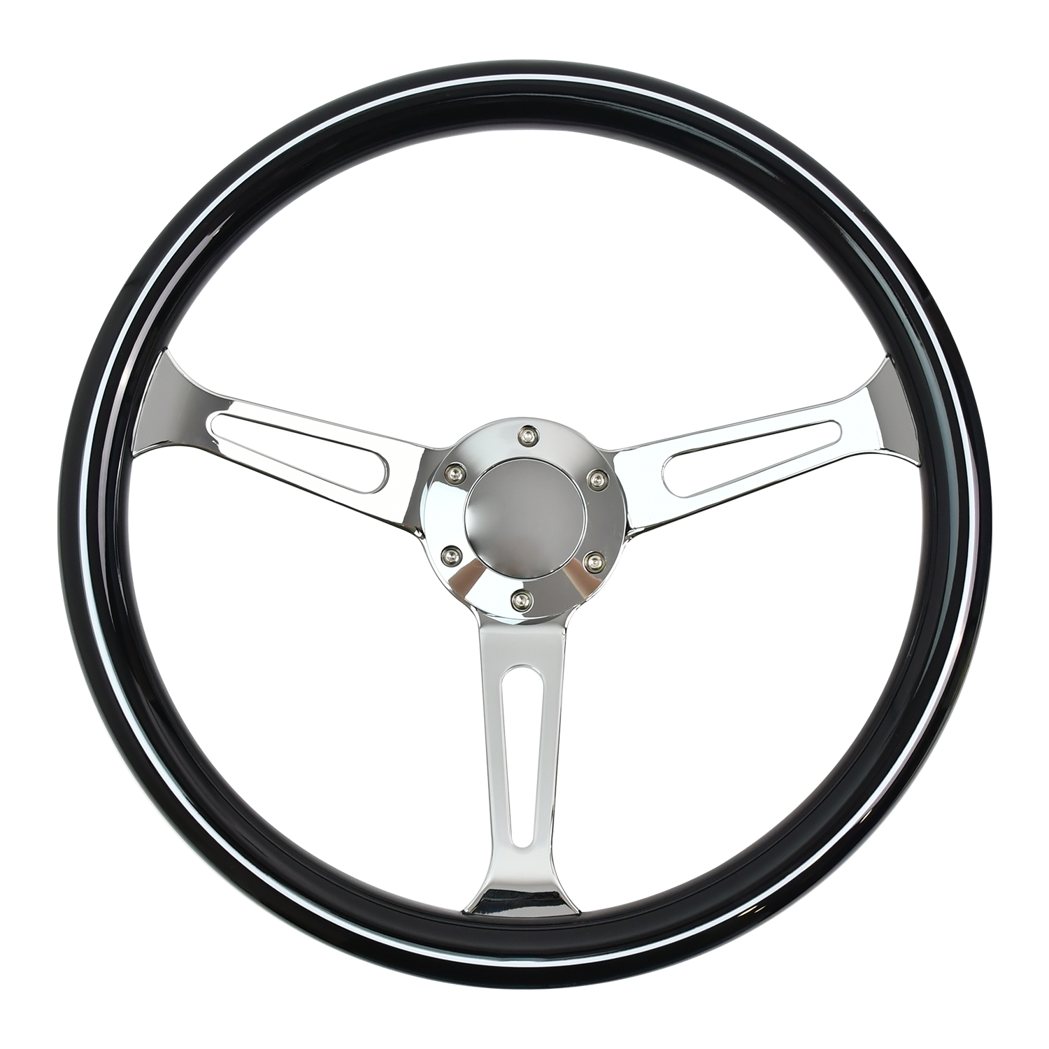 Volant sport TIYPEOR rétro classique 370 mm/14,57 pouces universel en ABS noir accessoire durable pour voiture classique