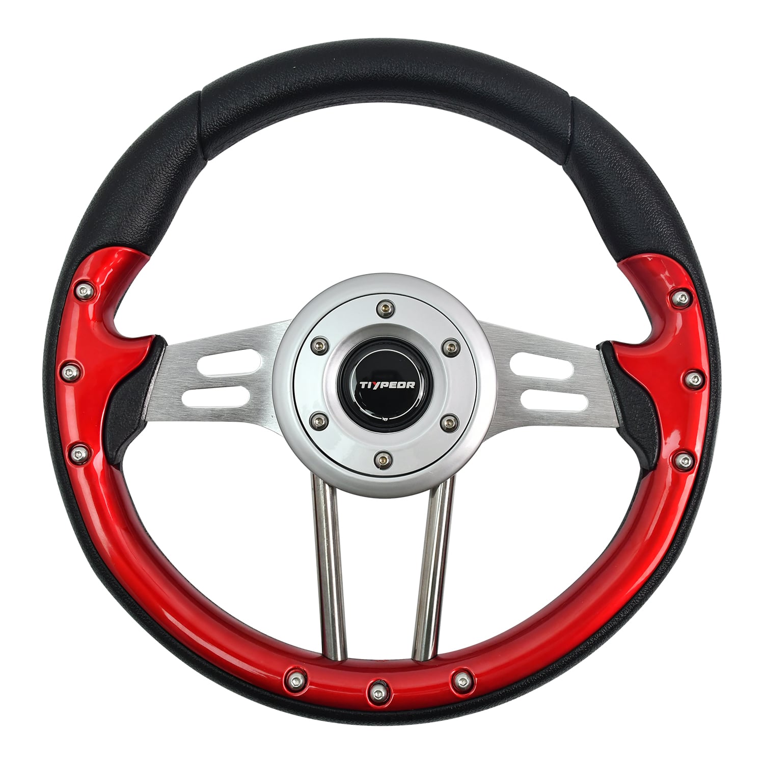 Volant TIYPEOR compatible avec/remplacement pour E-Z-Go, Club Car et Yamaha, style Aviator 4, poignée orange avec branches blanches pour chariots de golf